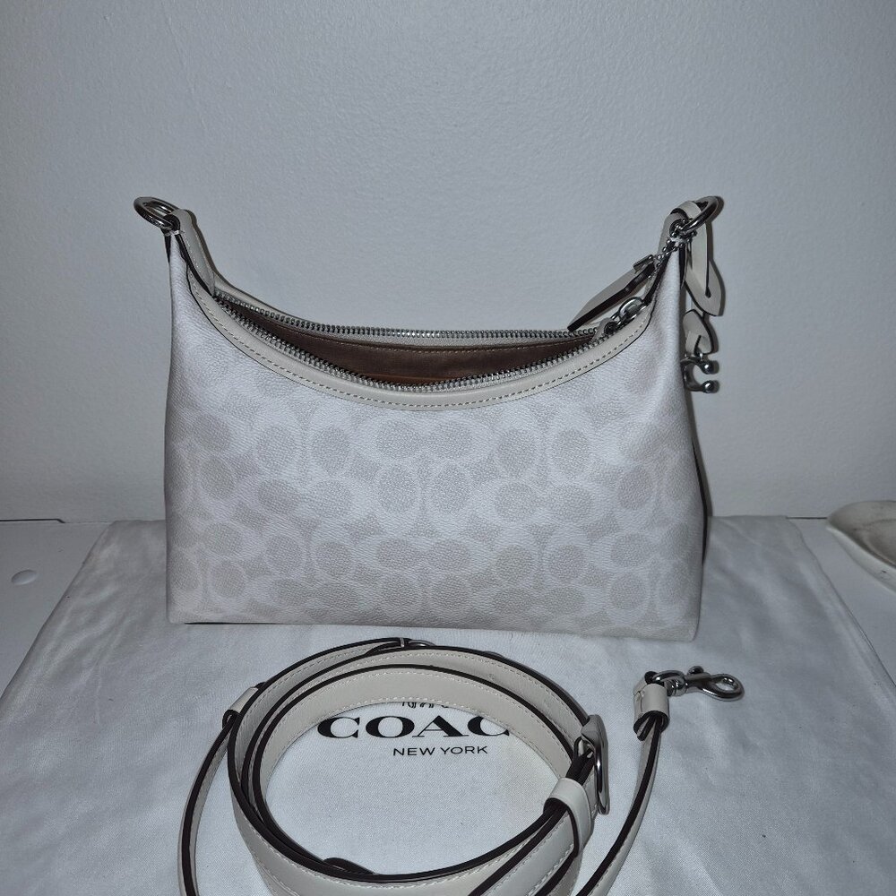 COACH Juliet Shoulder Bag 25 In Signature Canvas White Chalk Silver